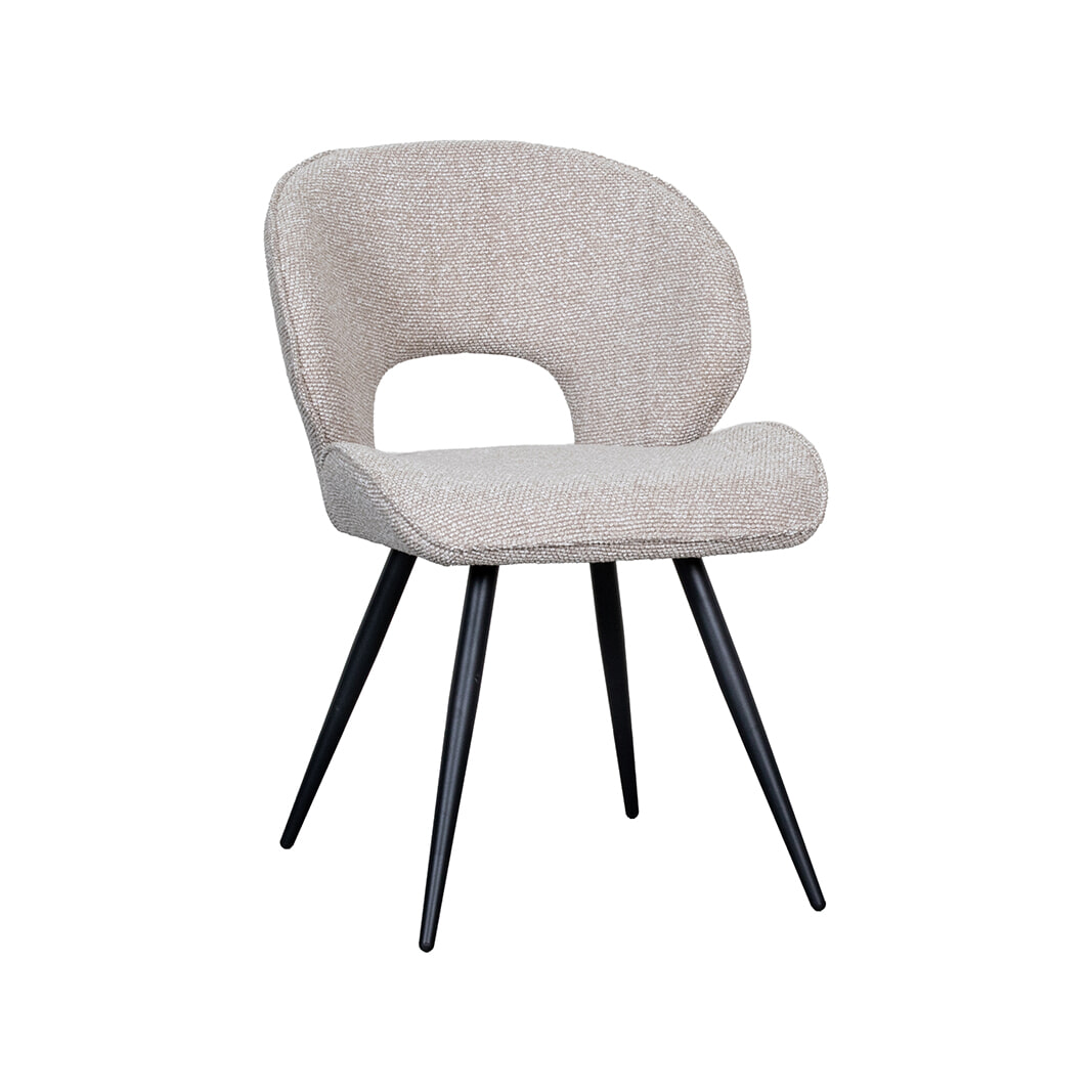 LABEL51 Eetkamerstoel Sakura Bouclé - Naturel/Zwart | LABEL51