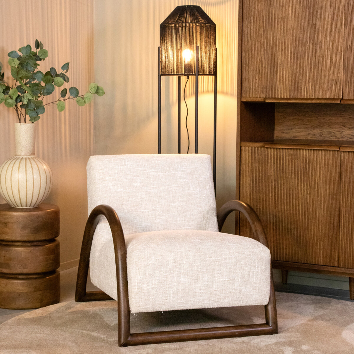 LABEL51 Fauteuil Viggo Bouclé en walnoot - Naturel | LABEL51