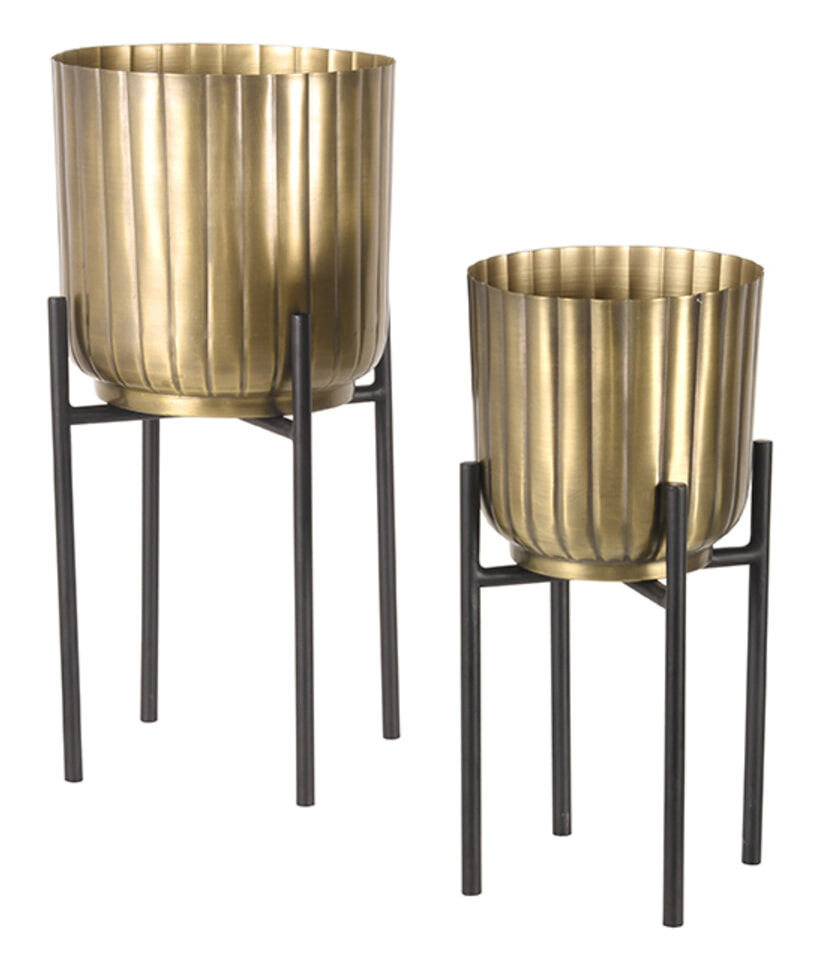 LABEL51 Plantenstandaard Plantin Set van 2 stuks - Antiek Goud | LABEL51