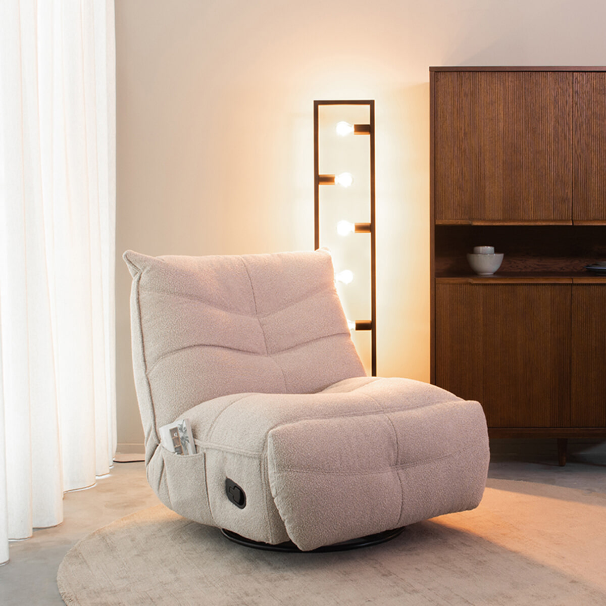 LABEL51 Relaxfauteuil Take It Easy Bouclé - Naturel | LABEL51