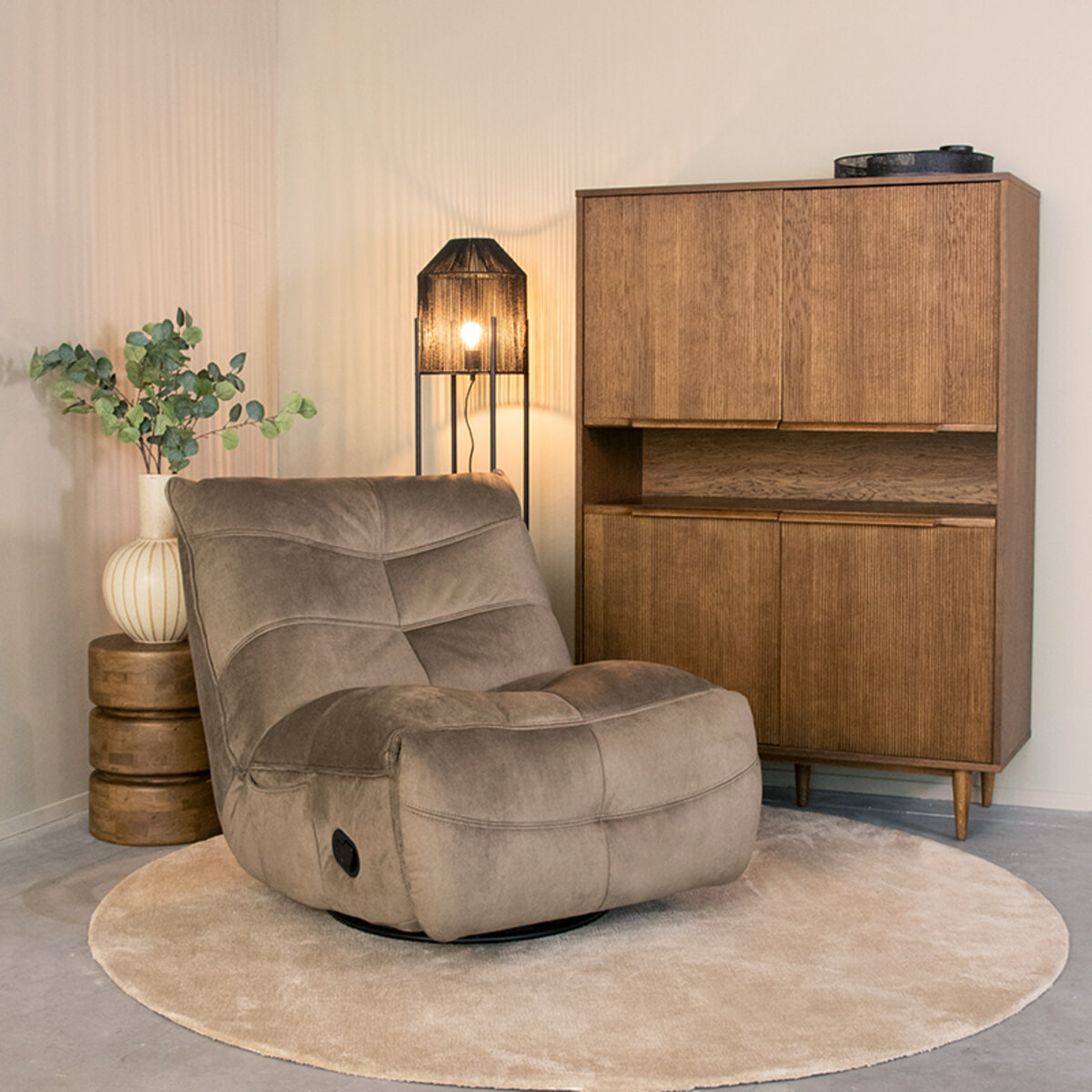 LABEL51 Relaxfauteuil Take It Easy Cosmo stof - Taupe | LABEL51