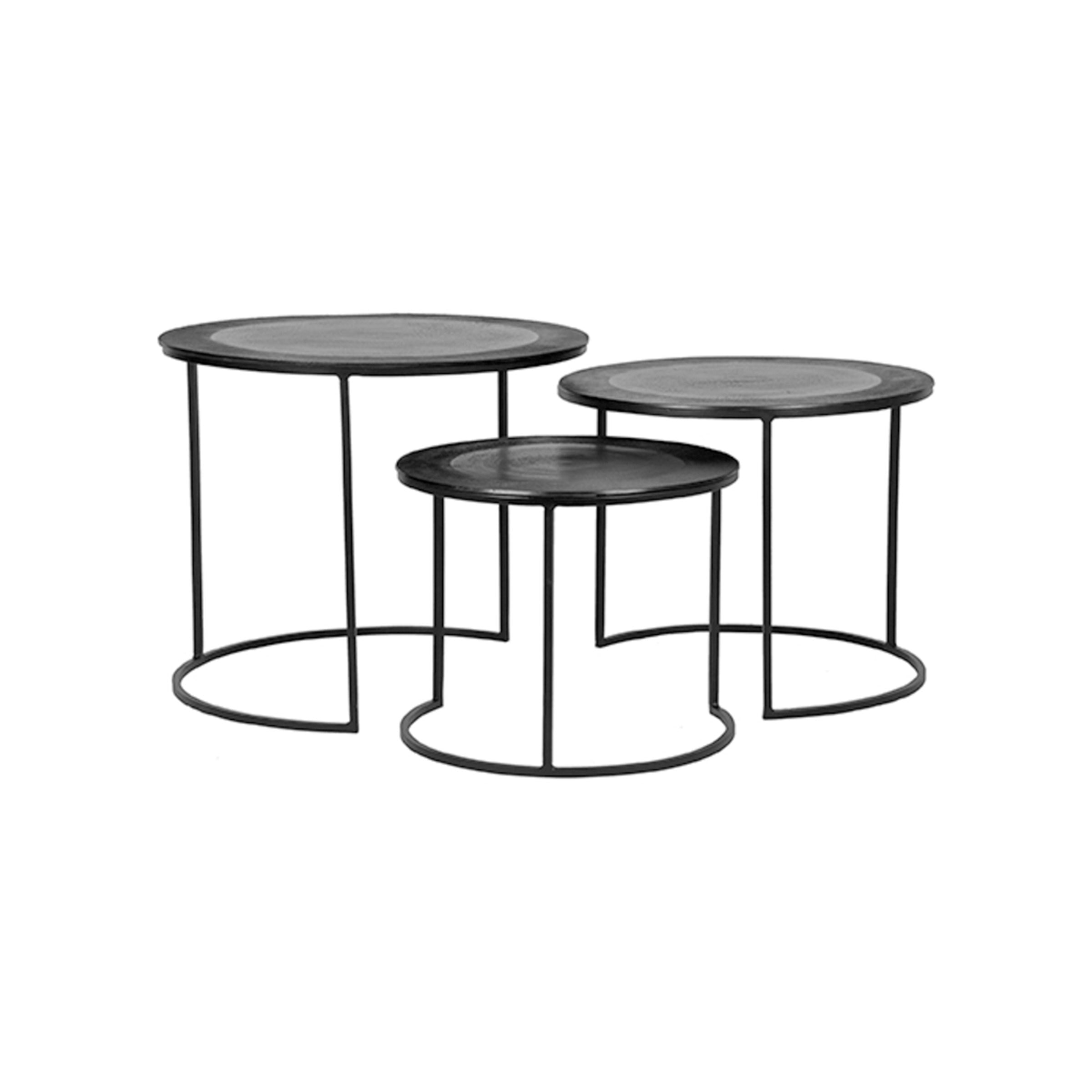 LABEL51 Salontafel Tres Set van 3 stuks - Zwart - Rond | LABEL51