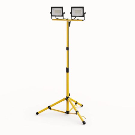 LED Bouwlamp op statief - 6500K - 2x50W - 5000lm - Incl. 3m kabel met stekker - Verstel- en kantelbaar - IP65 - 25.000 branduren - 2 jaar garantie | HOFTRONIC
