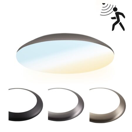 LED Bulkhead - Bewegingssensor - Ø25 cm - 12 watt - 1300 Lumen - 3 Lichtkleuren - CCT Switch - IP65 Waterdicht - IK10 - RVS - Plafondlamp | HOFTRONIC