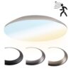 LED Bulkhead - Bewegingssensor - Ø38 cm - 25 watt - 2600 Lumen - 3 Lichtkleuren - CCT Switch - IP65 Waterdicht - IK10 - Chroom - Plafondlamp | HOFTRONIC