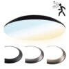 LED Bulkhead - Bewegingssensor - Ø38 cm - 25 watt - 2600 Lumen - 3 Lichtkleuren - CCT Switch - IP65 Waterdicht - IK10 - Zwart - Plafondlamp | HOFTRONIC