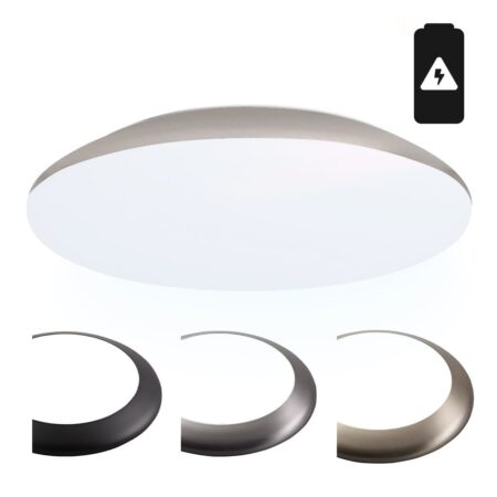 LED Bulkhead - Diameter 30cm - 18 Watt 2100 lumen - 6500K daglicht wit - IP65 waterdicht - Vandalismeproof - Met noodaccu - Voor binnen en buiten - Chroom | HOFTRONIC