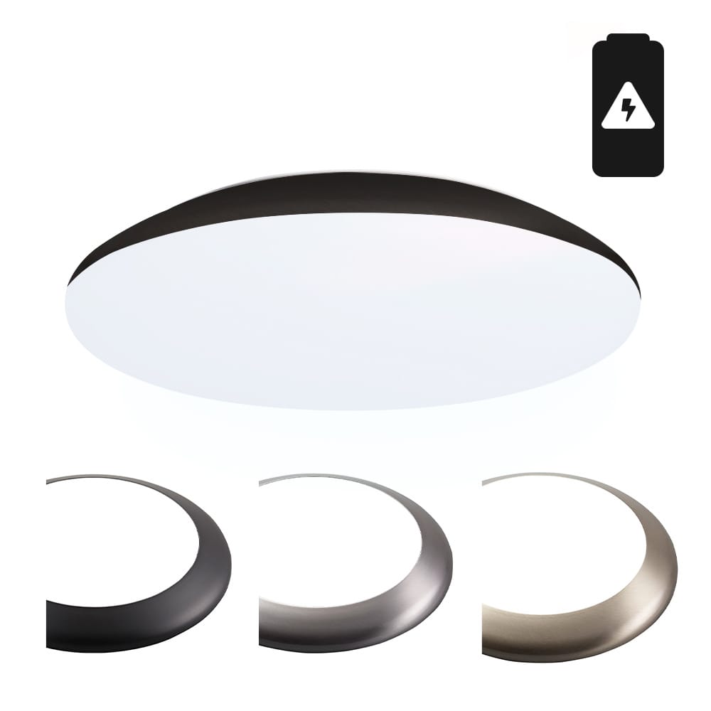 LED Bulkhead - Diameter 38cm - 25 Watt 2600 lumen - 6500K daglicht wit - IP65 waterdicht - Vandalismeproof - Met noodaccu - Voor binnen en buiten - Zwart | HOFTRONIC