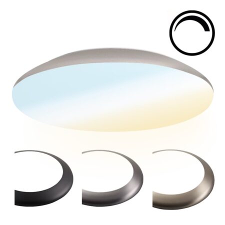 LED Bulkhead - Diameter 38cm - 25W 2600lm - CCT Lichtkleur instelbaar - IP65 waterdicht - Vandalismeproof - Dimbaar - Plafonniere - Voor binnen en buiten - Chroom | HOFTRONIC