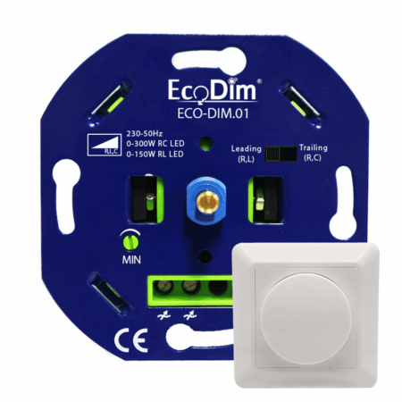 LED Dimmer Inbouw - 0-300 Watt - Geschikt voor fase aan- en afsnijding - Geschikt voor alle merken afdekmateriaal - Universeel - ECO-DIM.01 | Ecodim