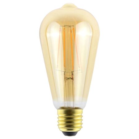 LED Filament lamp E27 - 9 Watt 950 Lumen - ST64 Edison - 2200K Warmwit licht - Dimbaar - Amber glas | HOFTRONIC