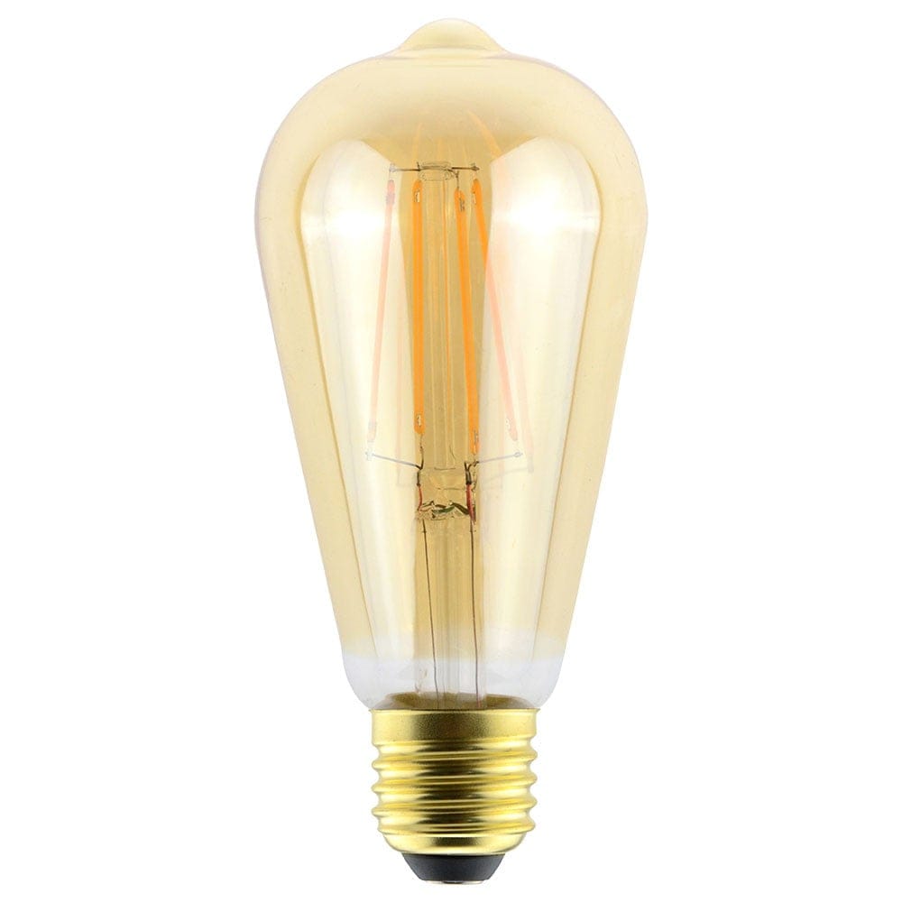 LED Filament lamp E27 - 9 Watt 950 Lumen - ST64 Edison - 2200K Warmwit licht - Dimbaar - Amber glas | HOFTRONIC