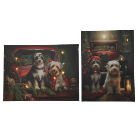 LED Kerst canvas honden 2xAA 30x40cm | Svenska Living
