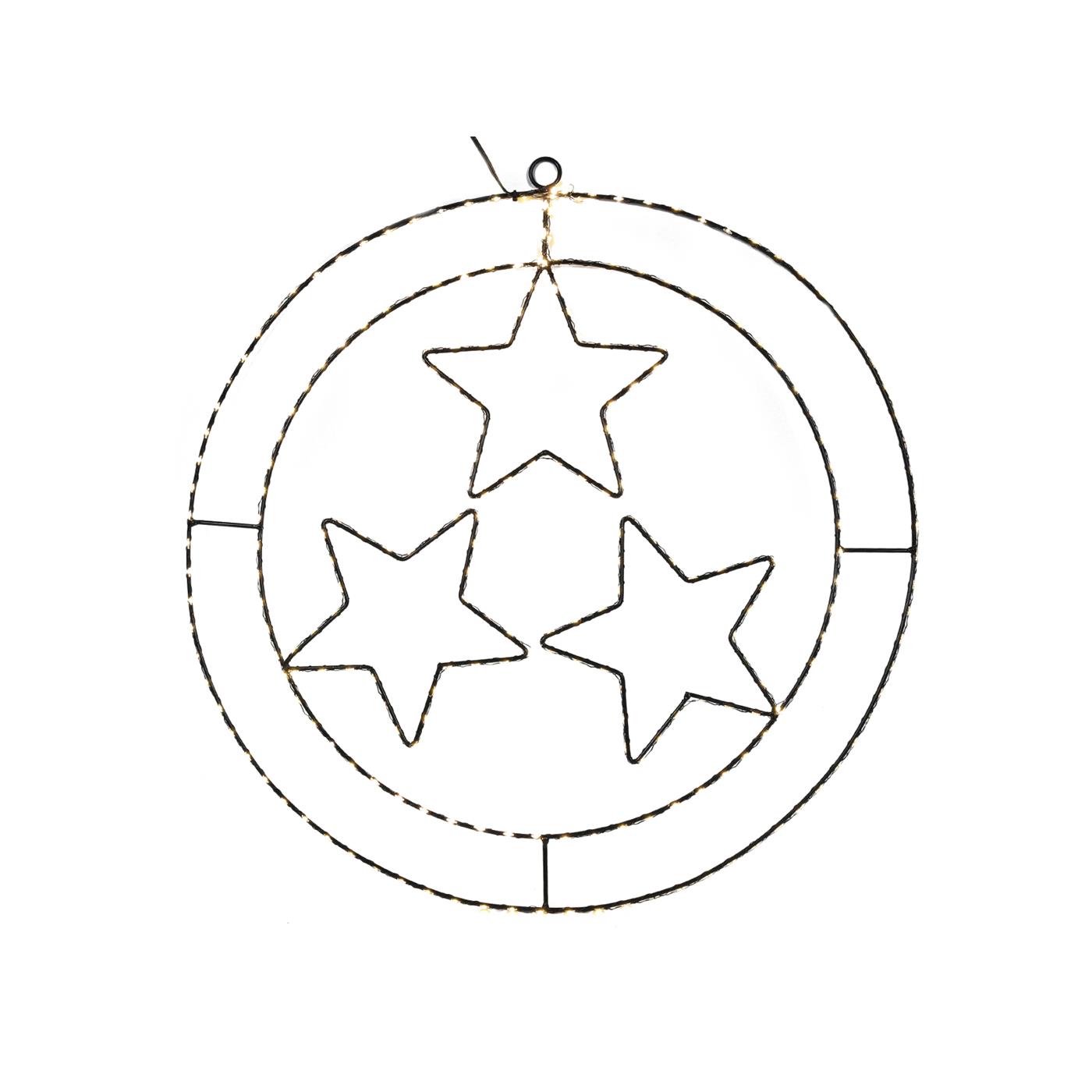 LED Kersthanger ring sterren zwart 50cm | Svenska Living