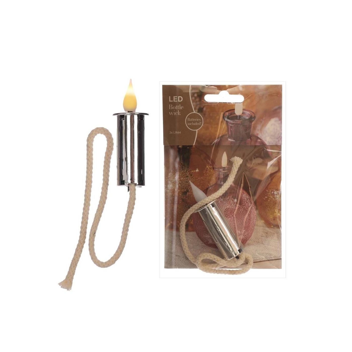 LED Lont met vlam zilver + 3x batterij | Ideas 4 seasons