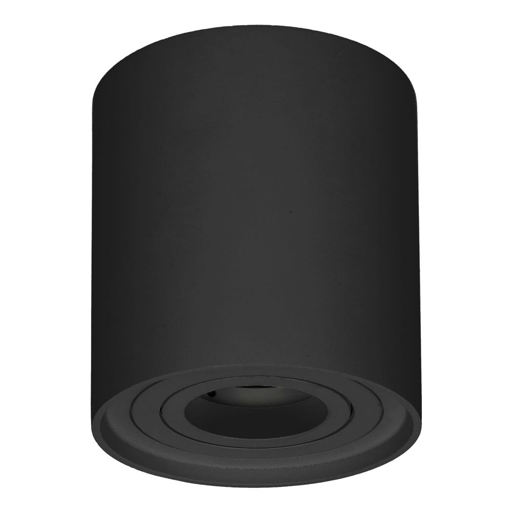 LED Opbouwspot Ray Rond - Kantelbaar - GU10 Fitting - Opbouwspot - Voor binnen - Vervangbare afdekring - Zwart | HOFTRONIC