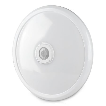 LED Plafondlamp - PIR Bewegingssensor - Ø29 cm - 12 watt - 800 Lumen - 6400K daglicht wit - IP20 Stofdicht - Wit | V-TAC