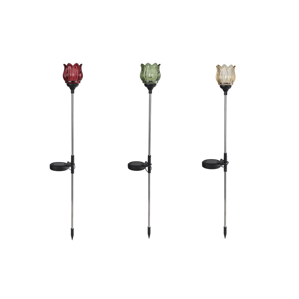 LED Solar tuinlamp tulp glas 9x9x79cm | Merkloos