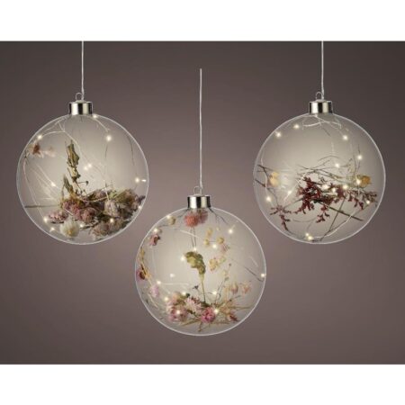 LED bol met bloemen Ø14cm 15LED | Lumineo