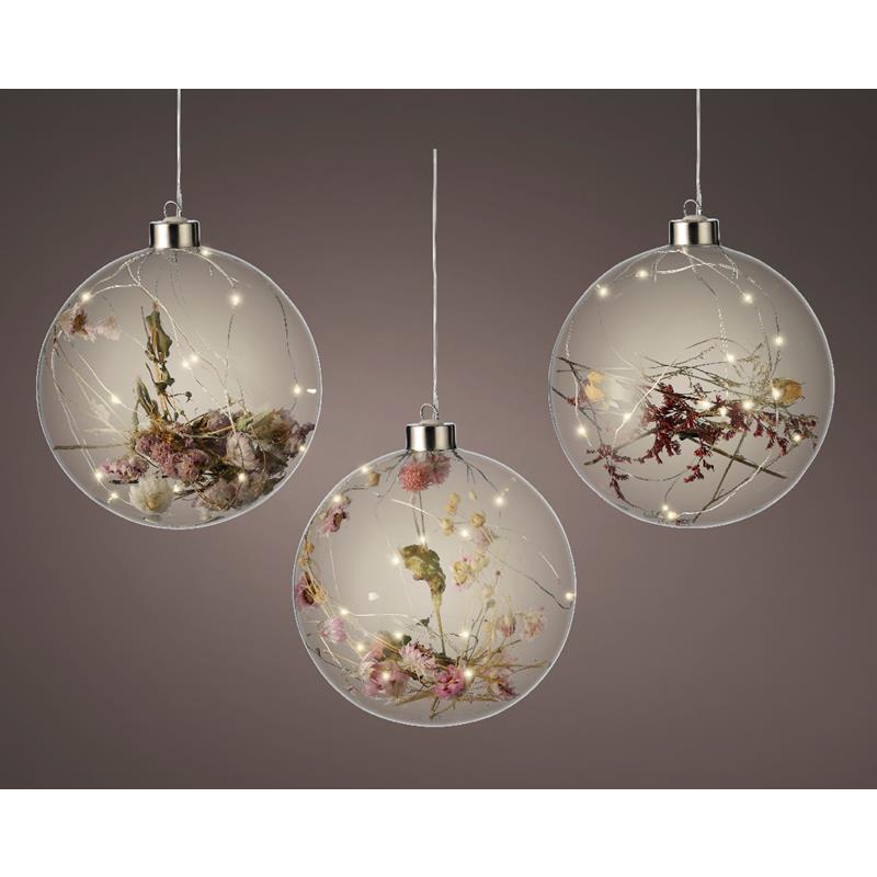 LED bol met bloemen Ø14cm 15LED | Lumineo
