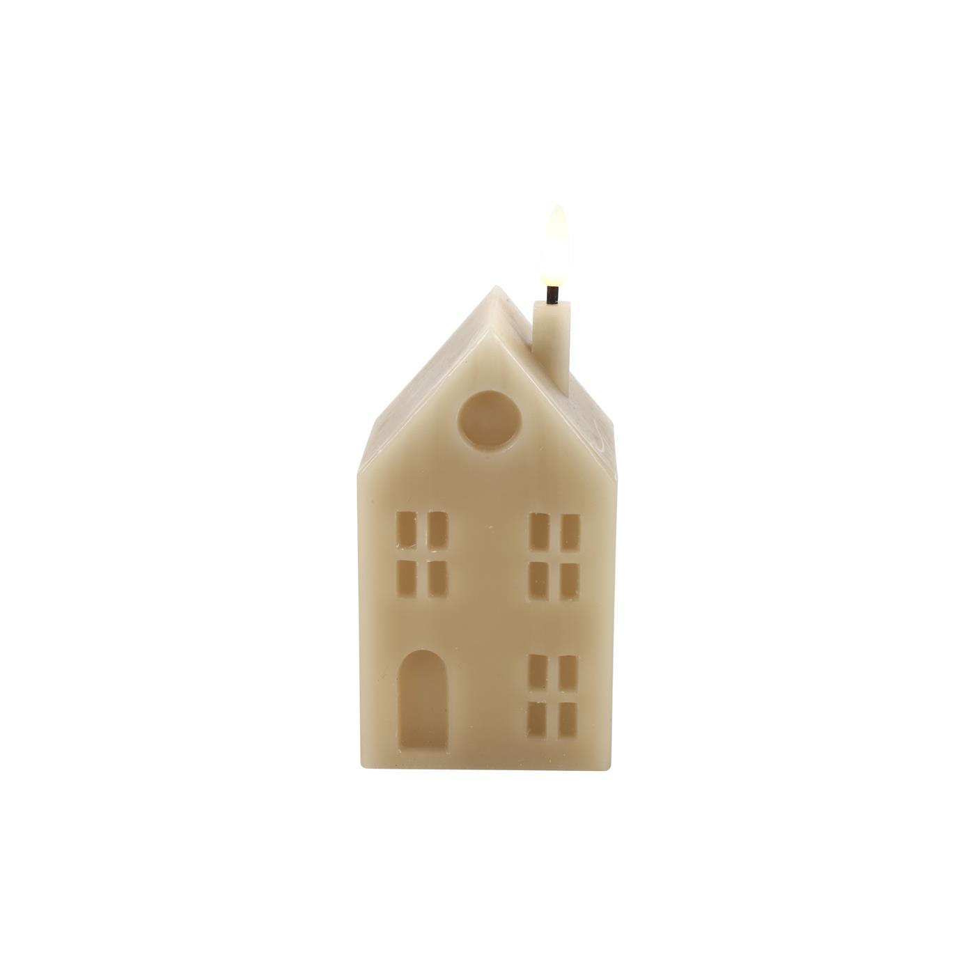 LED kaars huis M beige 6
