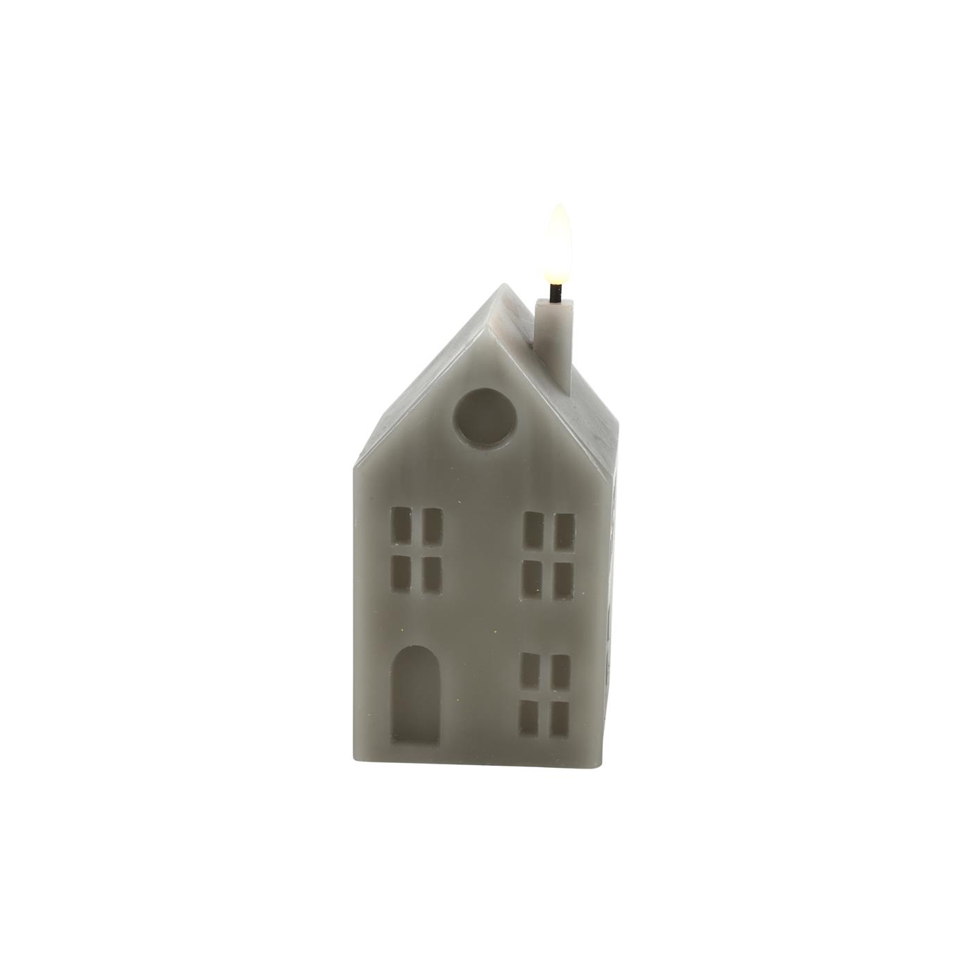 LED kaars huis M grijs 6