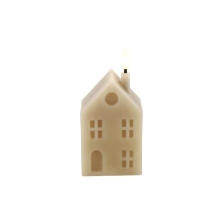 LED kaars huis S beige 5x6x14cm | Countryfield