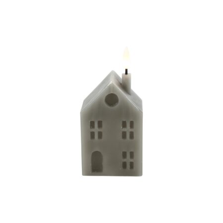 LED kaars huis S grijs 5x6x14cm | Countryfield