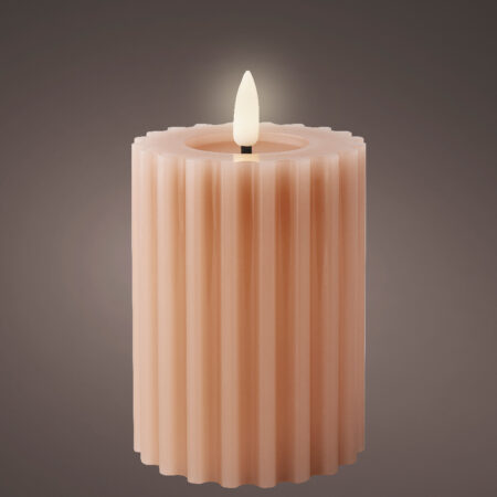LED kaars wax ribbel Licht Roze H12