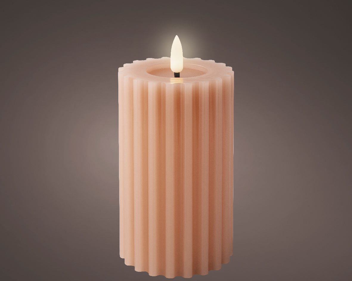 LED kaars wax ribbel Licht Roze H14