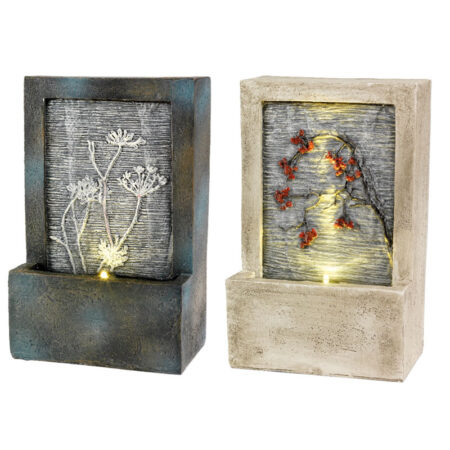 LED poly fontein met bloem 9.5x15x23cm | Lumineo