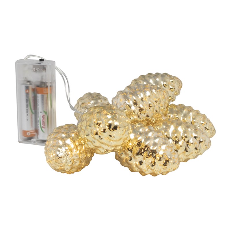 LED velichtingsnoer dennenappels goud | Svenska Living