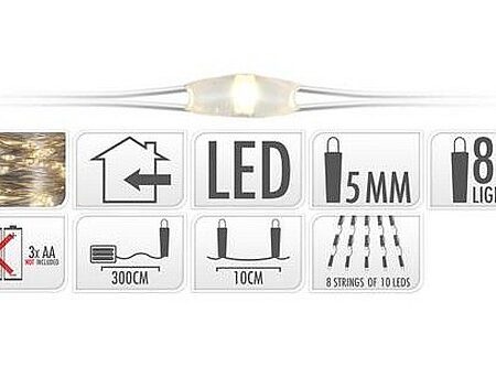 LEDgordijn 80 zilver warm wit |