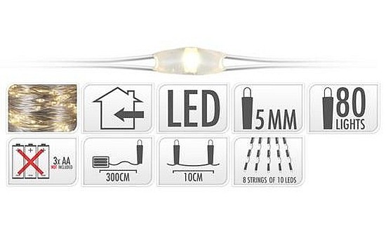 LEDgordijn 80 zilver warm wit |