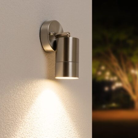 Lago LED Wandlamp RVS - 4 Watt 345 Lumen - IP44 Waterdicht - GU10 - 4000K neutraal wit - Dimbaar - Kantelbaar - Binnen en buiten | HOFTRONIC