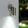 Lago LED Wandlamp RVS - 4 Watt 345 Lumen - IP44 Waterdicht - GU10 - 6500K Daglicht Wit - Dimbaar - Kantelbaar - Binnen en buiten - Modern | HOFTRONIC