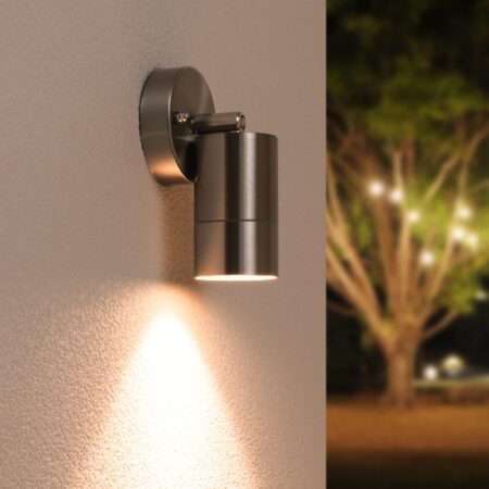 Lago LED Wandlamp RVS - 4 Watt 345 lumen - IP44 Waterdicht - GU10 - 2700K Warm Wit - Dimbaar - Kantelbaar - Binnen en buiten - Modern | HOFTRONIC