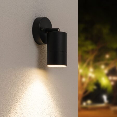 Lago LED Wandlamp Zwart - 4 Watt 345 Lumen - IP44 Waterdicht - GU10 - 4000K neutraal wit - Dimbaar - Kantelbaar - Binnen en buiten | HOFTRONIC
