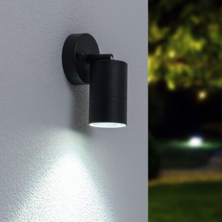 Lago LED Wandlamp zwart - 4 Watt 345 Lumen - IP44 Waterdicht - GU10 - 6500K Daglicht Wit - Dimbaar - Kantelbaar - Binnen en buiten - Modern | HOFTRONIC