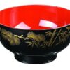 Lakwerk Kom - Zwart/Rood met Gouden Motieven - 11.5 x 6.5 cm | Tokyo Design Studio