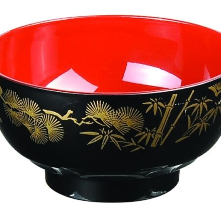 Lakwerk Kom - Zwart/Rood met Gouden Motieven - 11.5 x 6.5 cm | Tokyo Design Studio