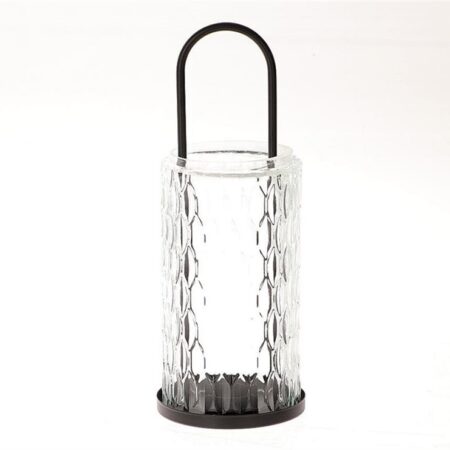 Lantaarn glas zwart metaal dia10x27.5cm | HBX natural living