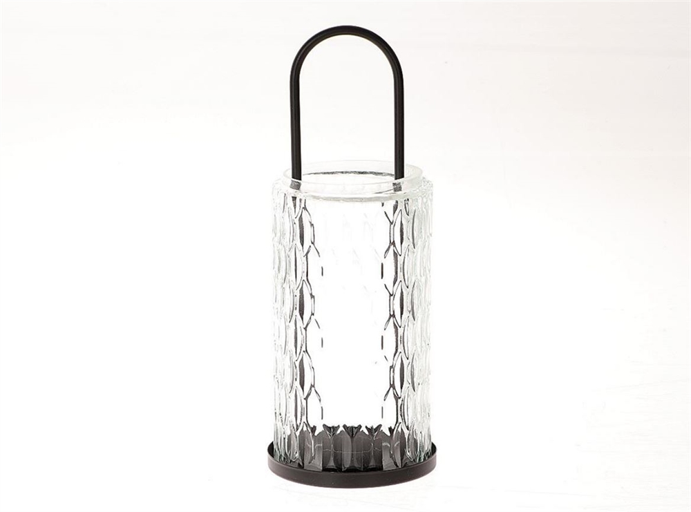 Lantaarn glas zwart metaal dia10x27.5cm | HBX natural living