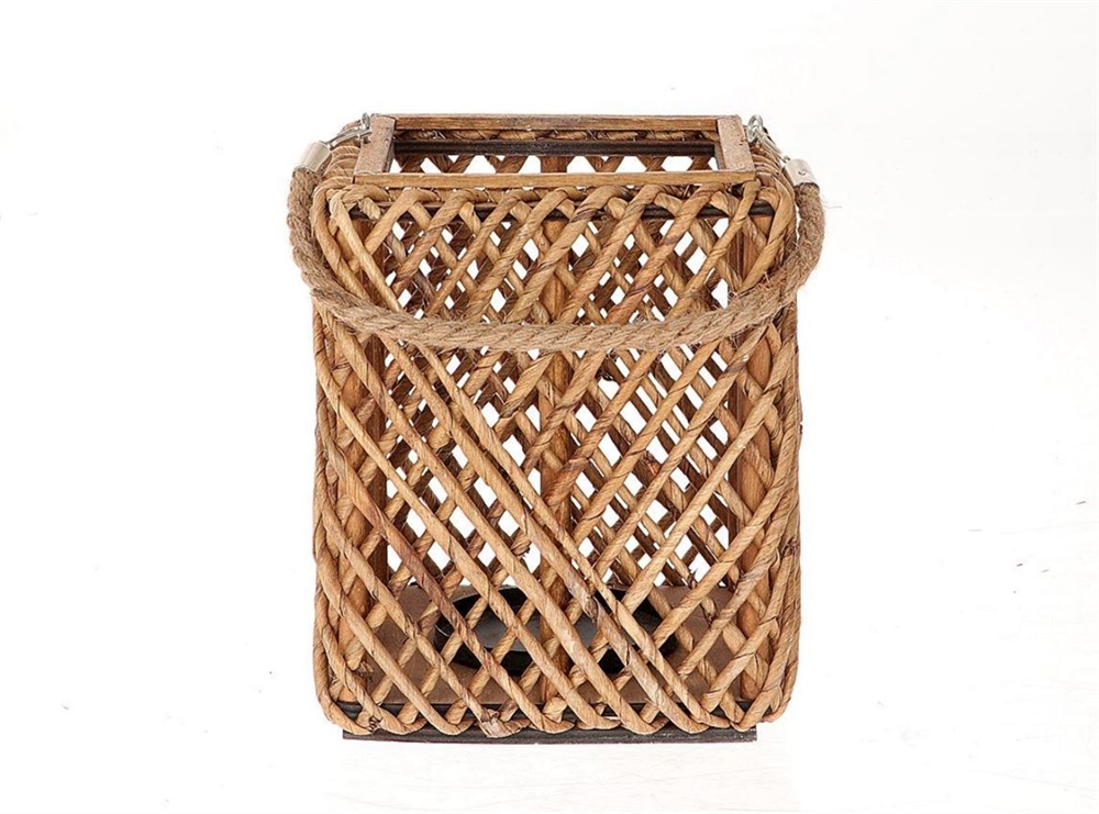 Lantaarn met glas 20x20x25cm bruin | HBX natural living