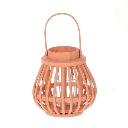 Lantaarn met glas h15cm roze | HBX natural living