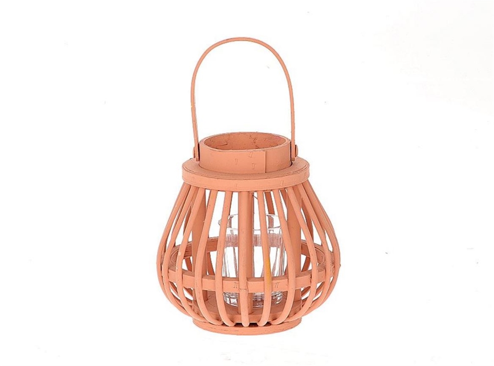 Lantaarn met glas h15cm roze | HBX natural living