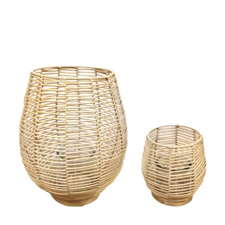 Lantaarn rattan Ø32x39cm set van 2 | Dijk Natural Collections