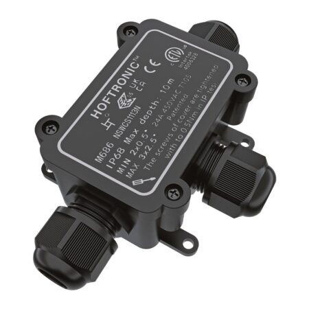Lasdoos IP68 Waterdicht - 126x63x39mm - 3 ingangen - voor 2 en 3 aderige kabels (4-11mm) | HOFTRONIC