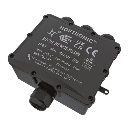 Lasdoos IP68 Waterdicht - 164x152x60mm - 4 ingangen - voor 2 en 3 aderige kabels (4-18mm) - Geschikt voor YMVK kabels | HOFTRONIC