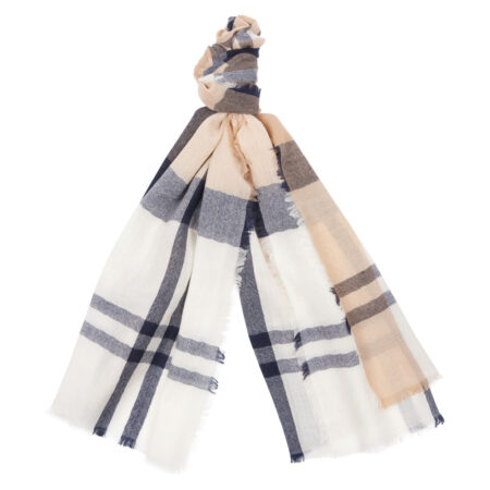 Lawers Tartan Scarf Hessian/Navy | Barbour